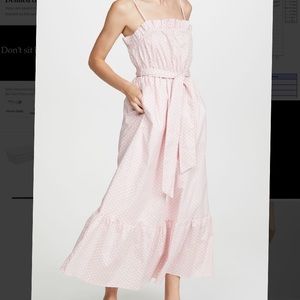 Pink Polka Dot Tank Dress with Ruffles and Tie